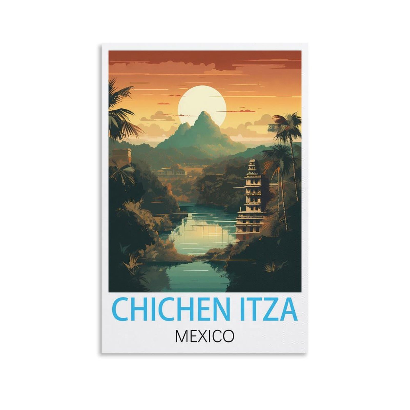 Metal Signs,Chichen Itza Mexicos,Wall Poster Retro Tin Sign Metal Plaque for Bar Wall Decor Home Living Room Wall Art Decor 15x30cm