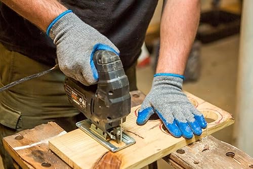 Miniatura 8 de G & F Products G & F - Guantes de trabajo con revestimiento de látex de goma para construcción, azul, patrón arrugado, para hombre