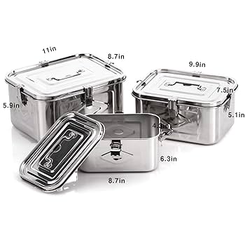 キムチ ステンレススチール 漬け物容器 3個セット 韓国製 Amazon｜ステンレス鋼製 長方形 キムチ食品保存容器 3Set