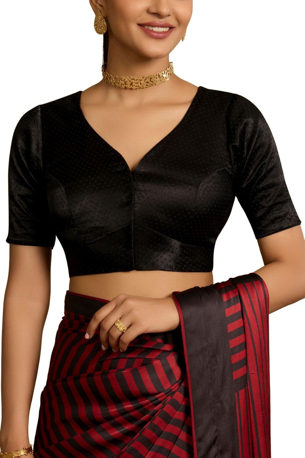 taneira Cotton Viscose Woven Blouse for Women (BLAP61BKM-Black)-picture-25