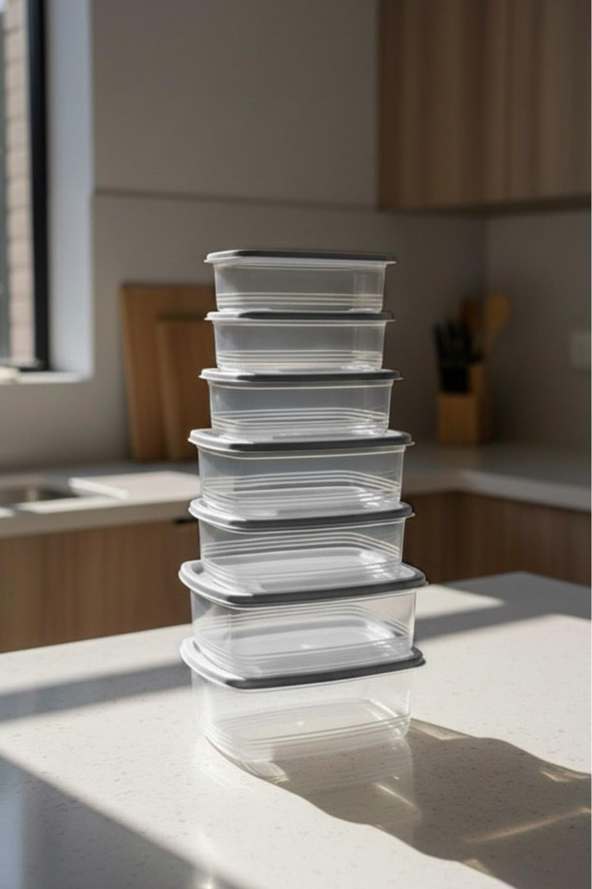 12-teiliges Frischhaltedosen Set 250 ml, 500 ml, 750 ml & 1,2 L – Stapelbare Vorratsdosen mit Deckel – BPA-freie Transparente Aufbewahrungsdosen für Küche und Kühlschrank