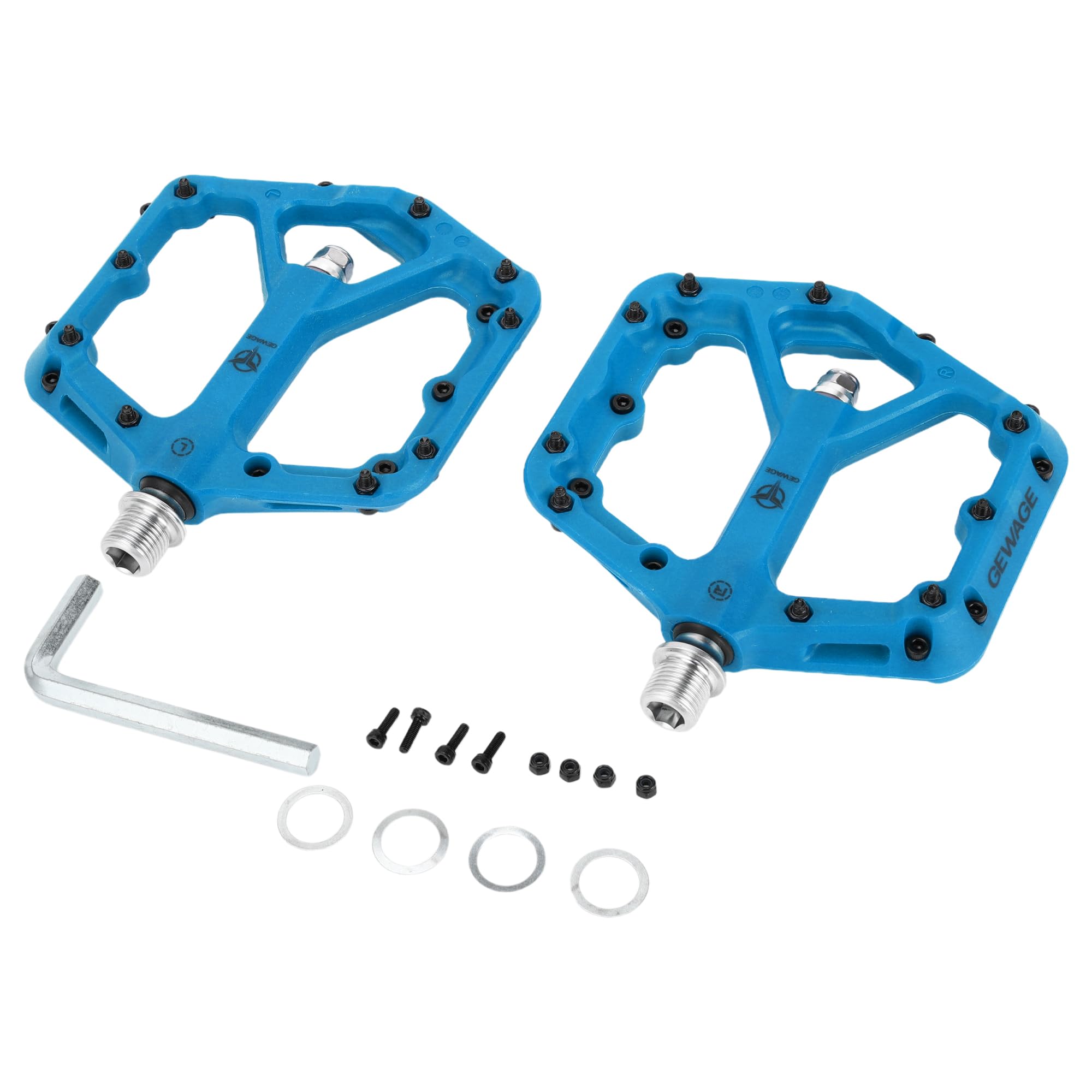 TUCKBOLD Foot Peg Footrests Fit 9/16 Inch Axles Durable | Rear Bicycle Pedal Nylon Metal Blue 1 Pair