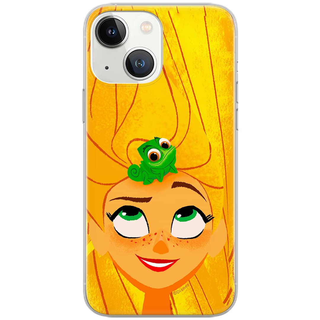 ERT GROUPMobile Phone Case for iPhone 13 Mini, Original and Officially Licensed Disney Pattern, Rapunzel and Pascal 001 Yellow