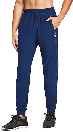 BALEAF Men's Joggers Pants Lightweight Running Workout Athletic Training Gym Quick Dry Tapered Jogger Zipper Pockets