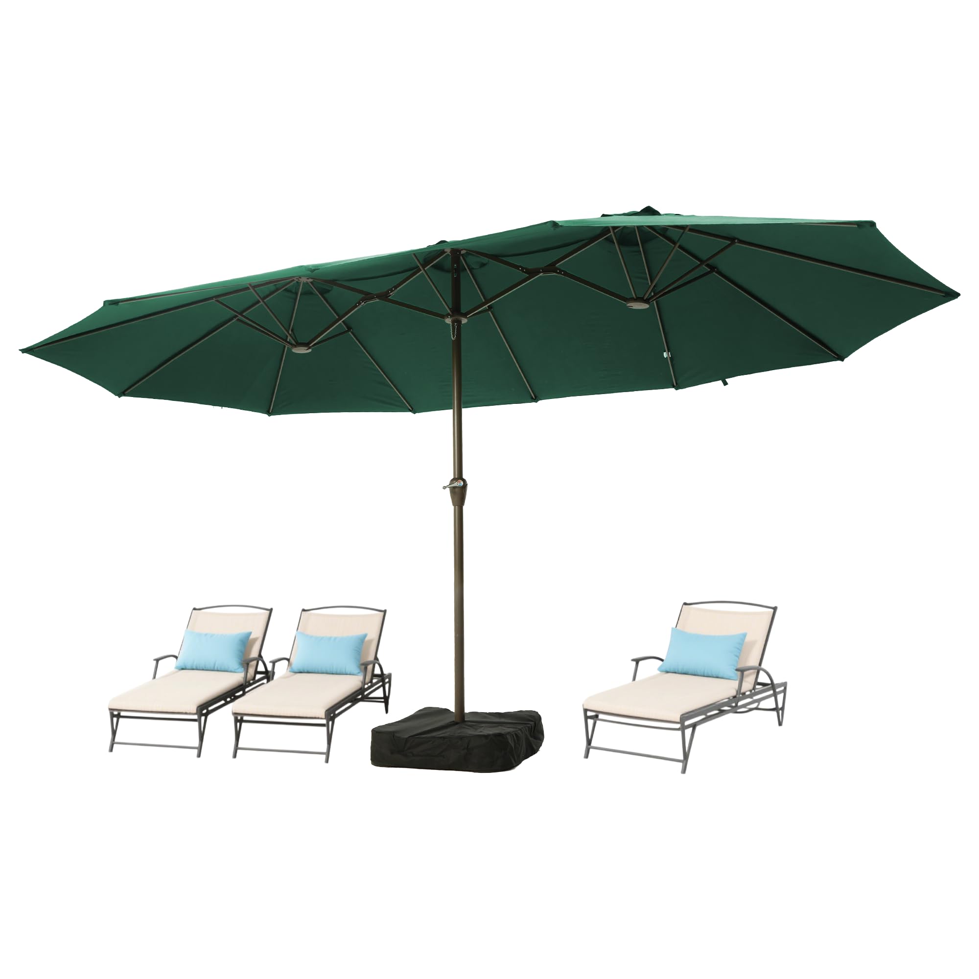 Ayge 15FT Patio Umbrella with Base Green