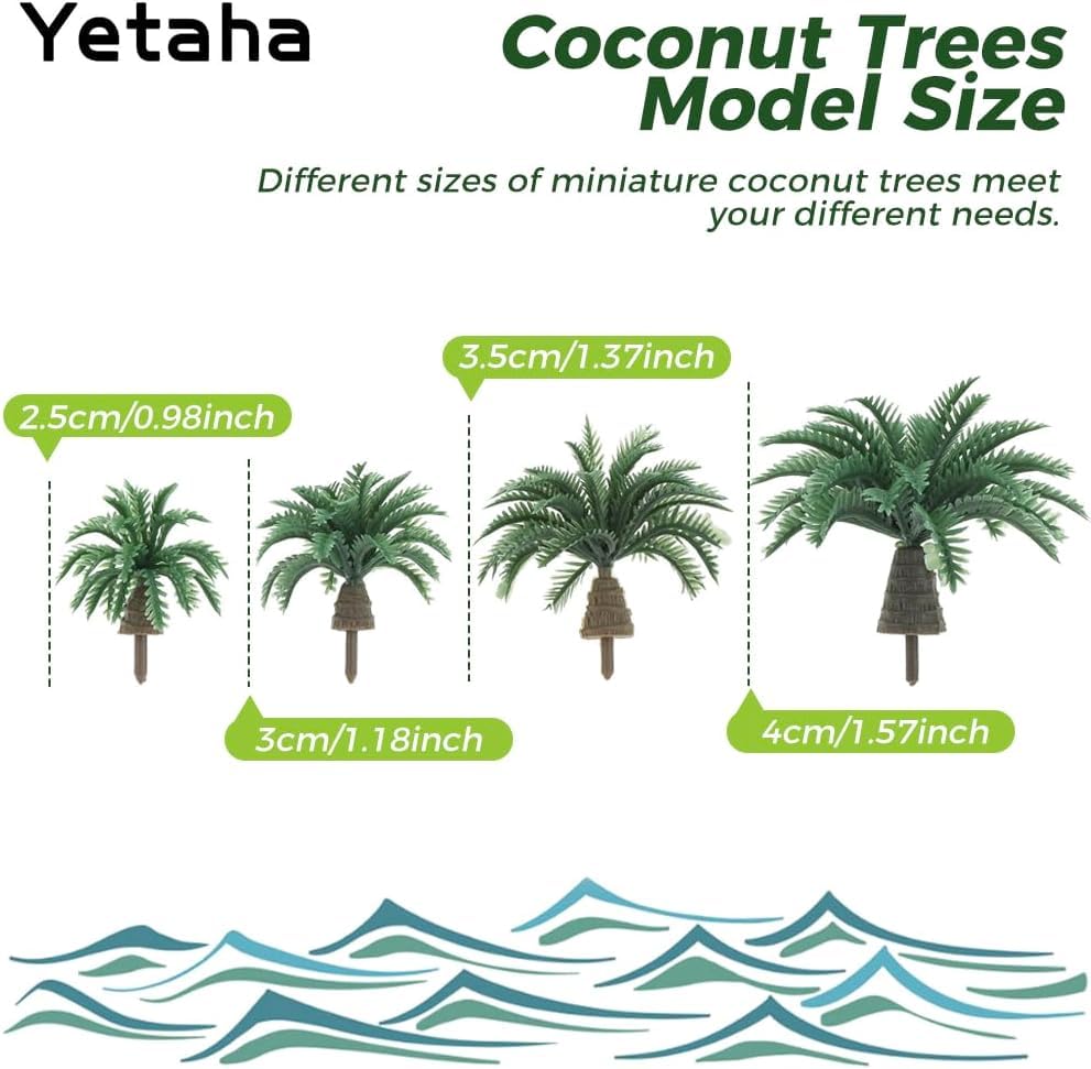 Yetaha 20PCS Mini Palm Model Trees, 2.5-4.0CM Mixed Miniature Coconut Trees - Image 2