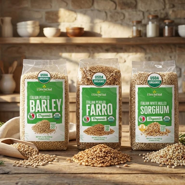 L’Oro del Sud - Organic Pearled Barley, 3.3 lb (1.5 kg) Italian Barley Whole Grain USDA Certified Mediterranean Diet Friendly, Product of Italy, (Barley) - Image 3