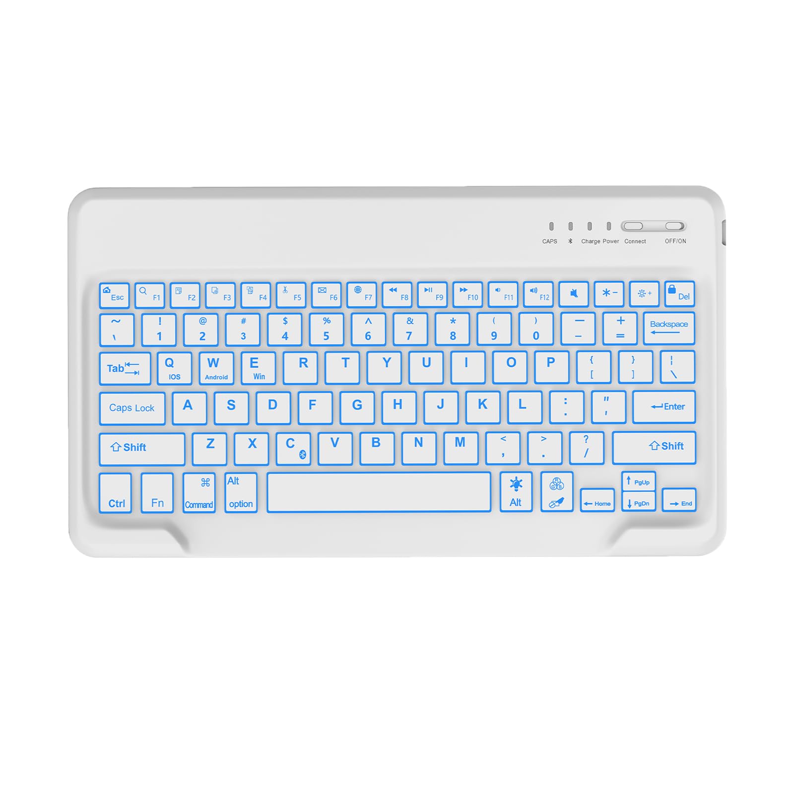 Ultra-Slim Wireless Bluetooth Keyboard - 7 Colors Backlit Universal Rechargeable Keyboard Compatible with iPad Pro/iPad Air/iPad 9.7/iPad 10.2/iPad mini and Other iOS Android Windows Devices (White)