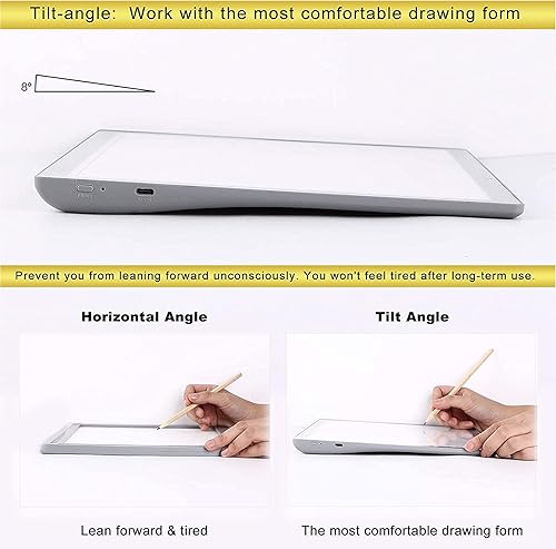 Miniatura 2 de TOHETO Tablero de copia LED portátil A4, inalámbrico, funciona con pilas, 5 niveles de brillo, caja de luz recargable para rastrear deshierbe de