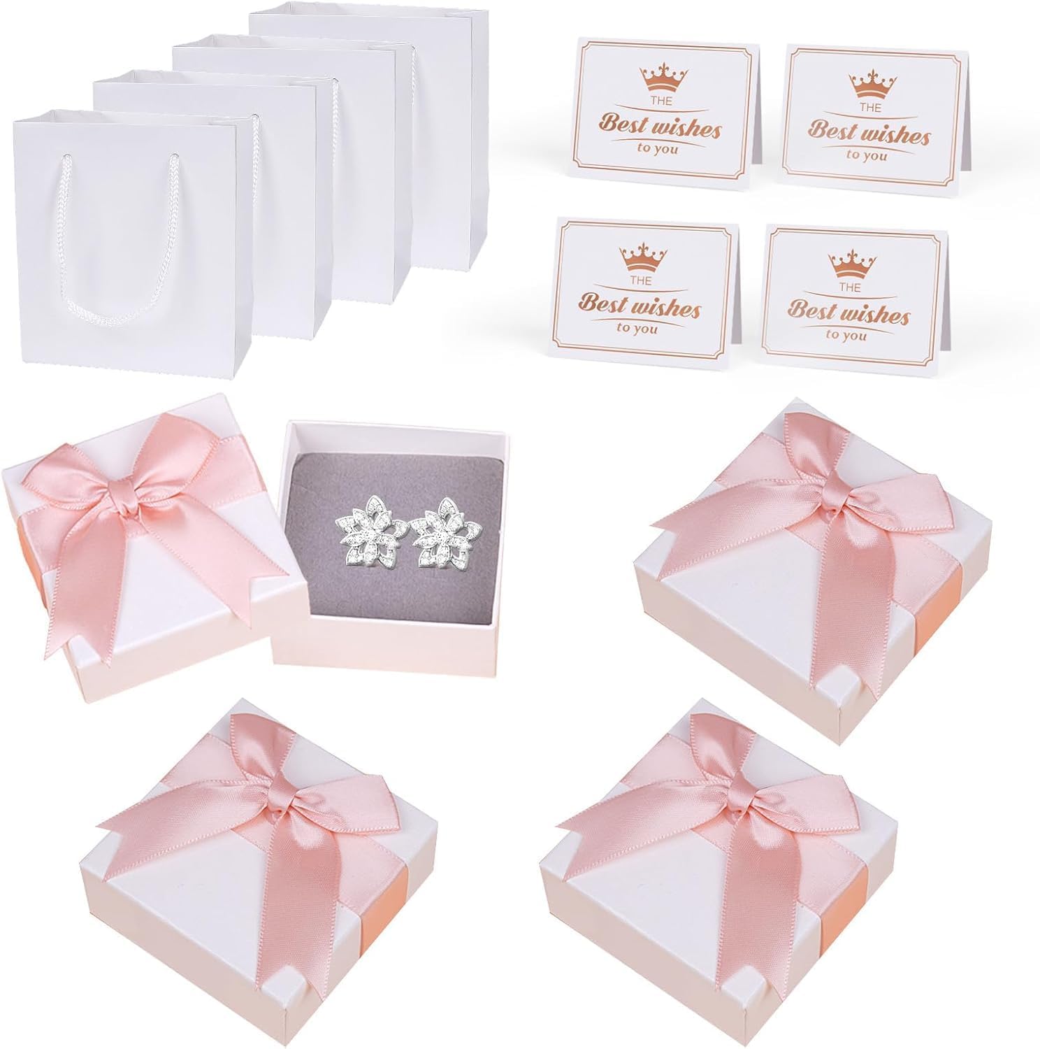 4Pcs Jewellery Gift Boxes, 9× 7× 3cm Small Gift Boxes With Cards - View #3