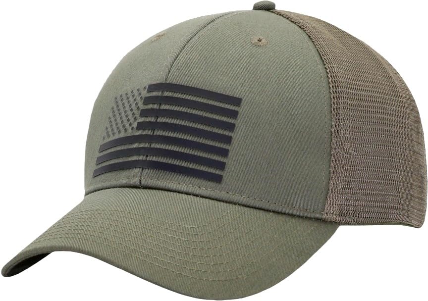 Image of American Flag Trucker Hats, Patriotic Baseball Cap for Men, Adjustable Breathable Mesh Snapback, Fits OSFM & XXL Head