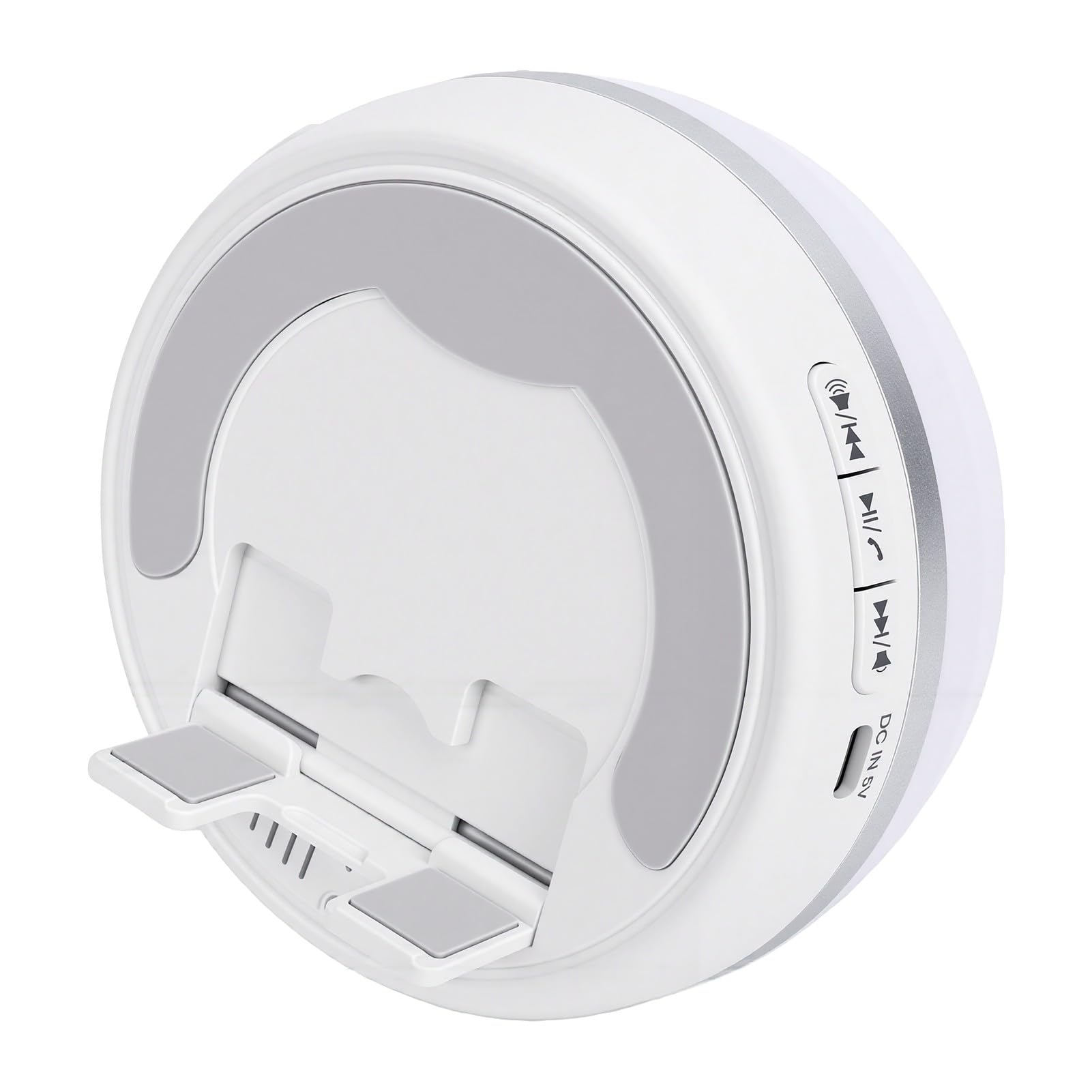 Altoparlante Wireless a Induzione con Luce Ambientale e Suono HiFi per Uso Domestico e in Ufficio - Supporto per Telefono Portatile - Bluetooth 5.3 2000mAh (WHITE)