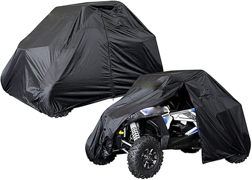 Miniatura 7 de Cubierta negra impermeable para ATV de 84 x 47 x 40 pulgadas, XL Quad ATC 4 ruedas, protección UV para todas las estaciones, para Kawasaki, Yamaha,