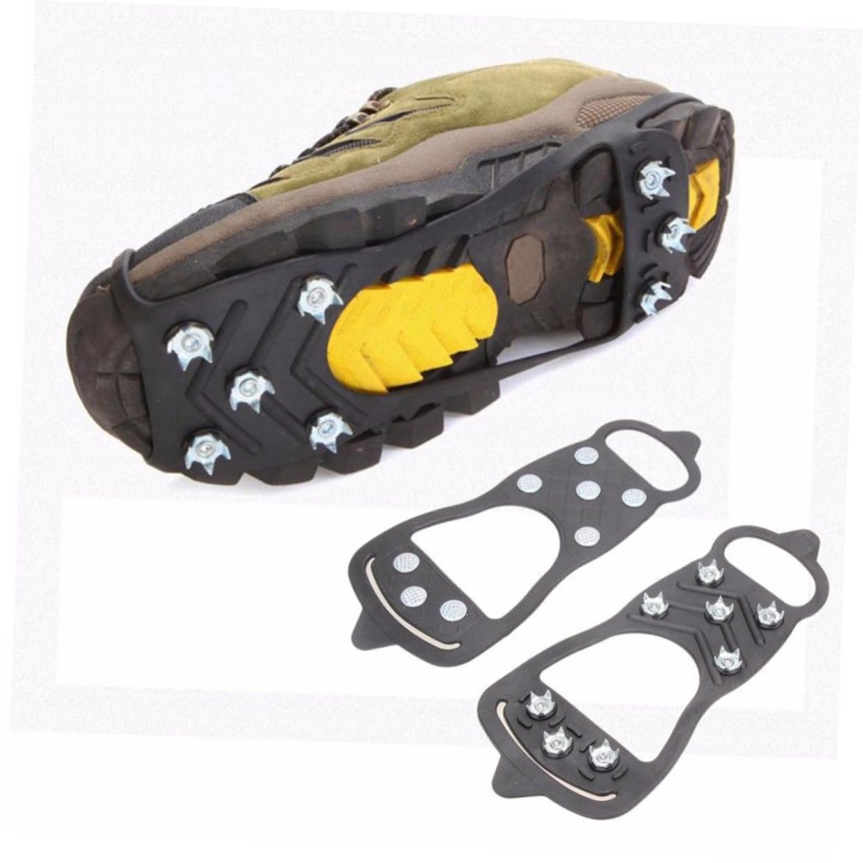 JEWEDECO Shoe Crampons for Snow and Ice 1 Pair 8 Shoes Cover Anti-Slip Cleats for Footwear