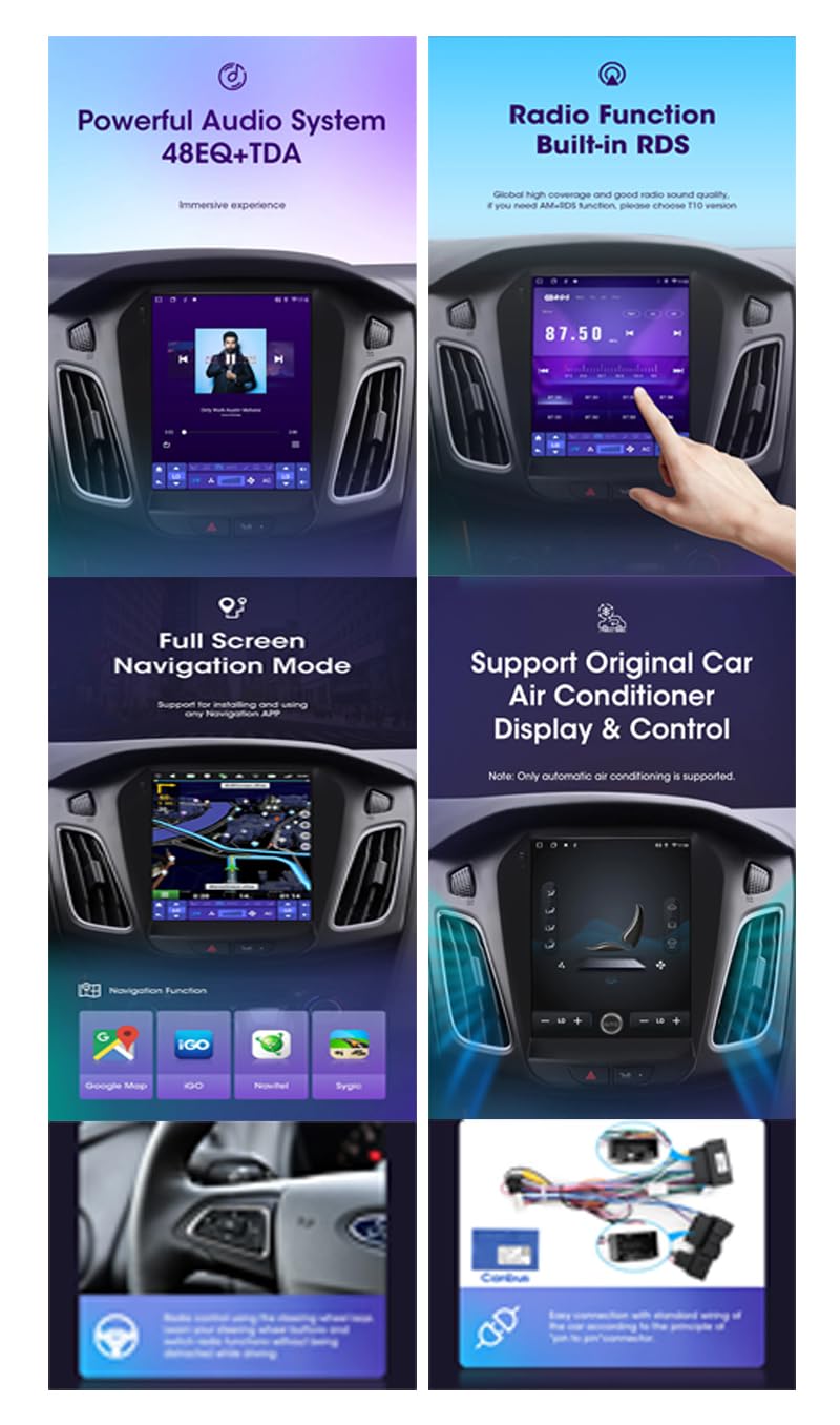 Podwójny Din Android 9.7'' Ekran dotykowy Multimedia dla Peugeot 508 2011-2018 radia samochodowego z Bluetooth i nawigacją oraz kamerą cofania Sterowanie z kierownicy,S3 4 Core Wifi 1+16G