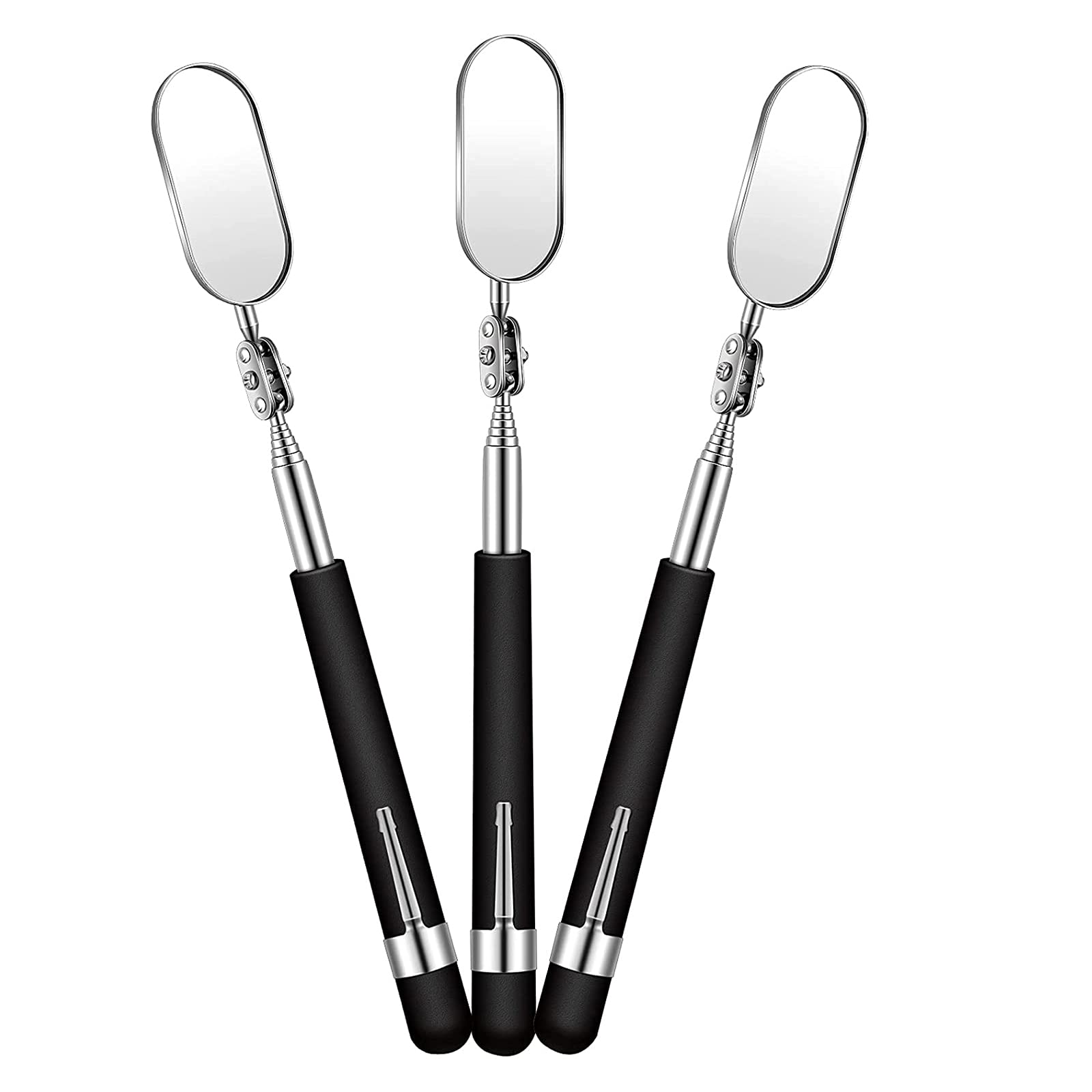 Vklopdsh 3 Pieces Telescoping Inspection Mirror Observe Mirror Inspection for Check The Condition of The Vehicle(Oval)