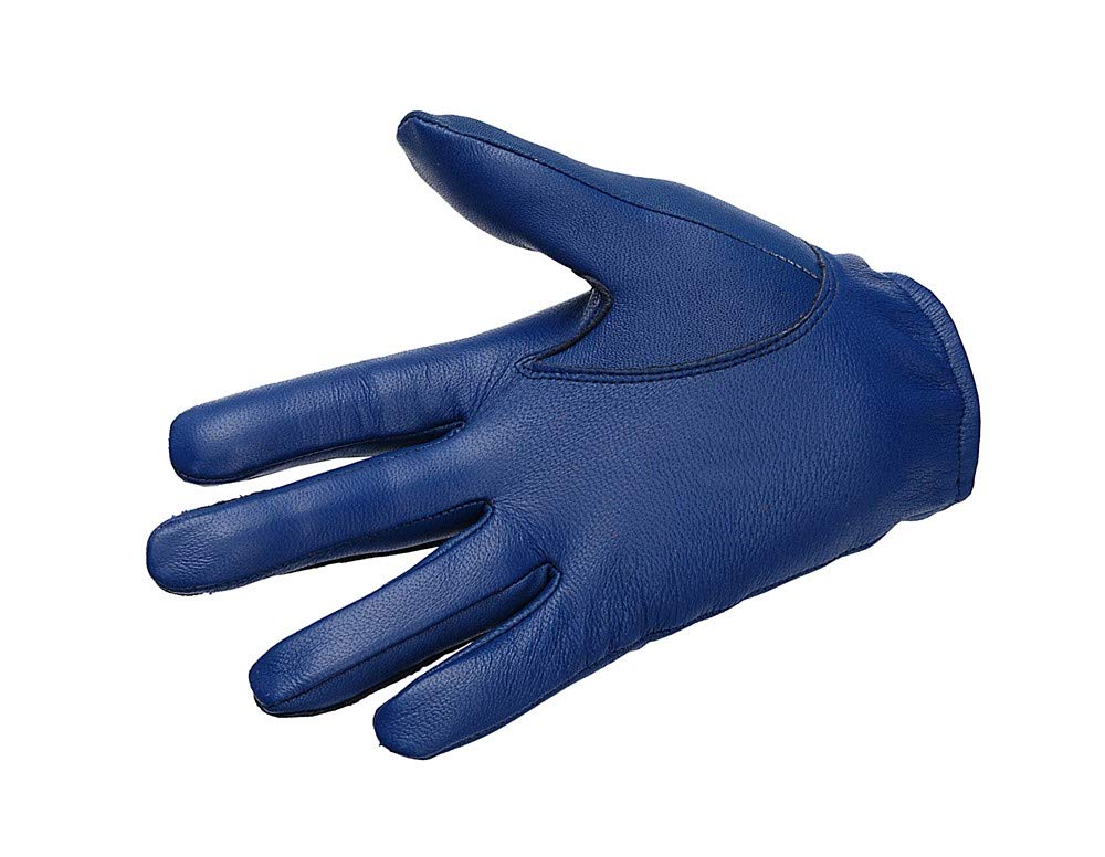 Tactical Police low cut Patrol duty search Leather Driving Gloves (Small, Blue)
