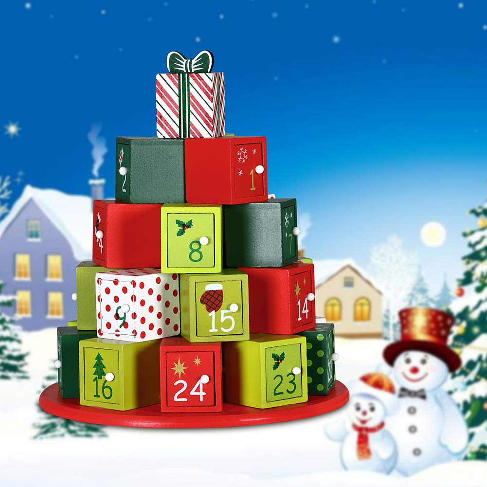 Holz-Adventskalender Mit 24 Schubladen & Weihnachtszug-Motiv – 8,7x37,4x40,3 Cm, Fertig Montiert, Für Süßigkeiten & Kleine Geschenke