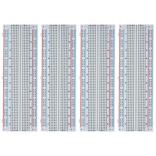 Electrely 4 Piezas MB-102 Breadboard, Placa Prototipo Sin Soldaduras con 830 Puntos, Kit de Placa de PCB para Arduino Proto Shield y Raspberry Pi