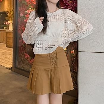 Amazon | [miniministore] 透かし編みニットトップス レディース