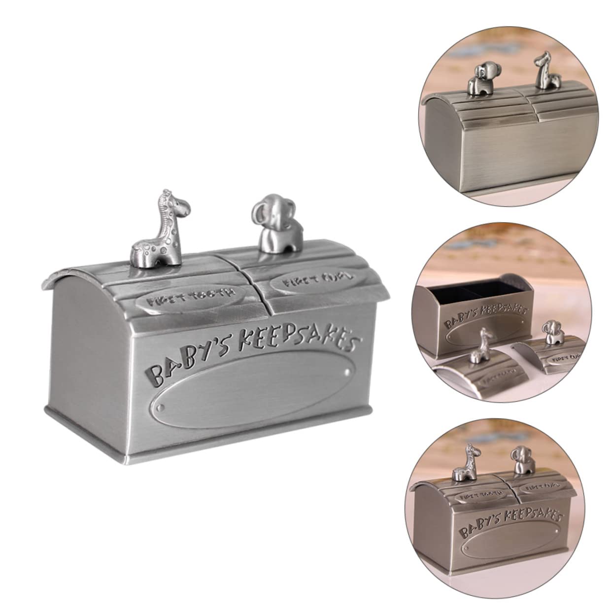 Caja para Dientes de Leche y Recuerdos para Bebés, Aleación de Zinc Plateada, Diseño Compacto y Portátil, Segura para Uso en Bautizo y Año