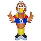 eLUUGIE 8ft Football Thanksgiving lnflatable Turkey Outdoor Decorations Blow Up Yard Turkey with Built-in LEDs for Yard//Garden/Lawn Decor