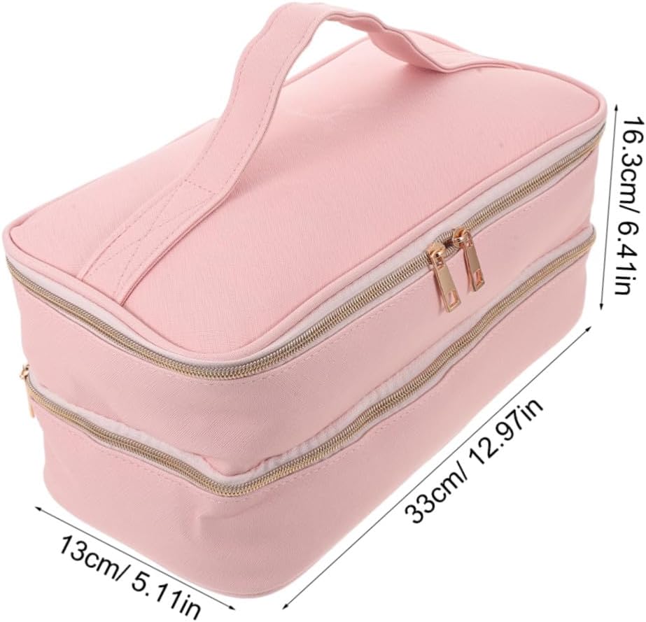 BESTYASH Pu Double-layer Blow Dryer Case and Hair Tools Travel Bag Pink Portable Hair Dryer Storage Organizer Suitable for Travel and Stylist Accessories