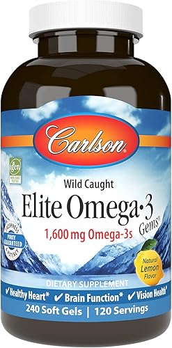 Carlson Elite Omega 3 Gems 1600 mg sabor limón 240 cápsulas blandas