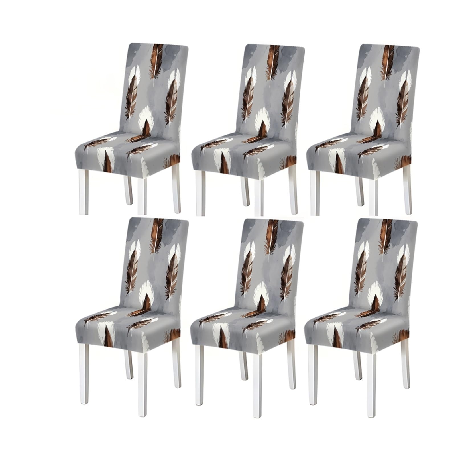 BOSUYBN Watercolor Feather Pattern Print Dining Chair Covers Set Of 2/4/6, Stretch Slipcovers For Kitchen Dining Room Furniture Protectors for Home Dining Room(6PCSChair cover)