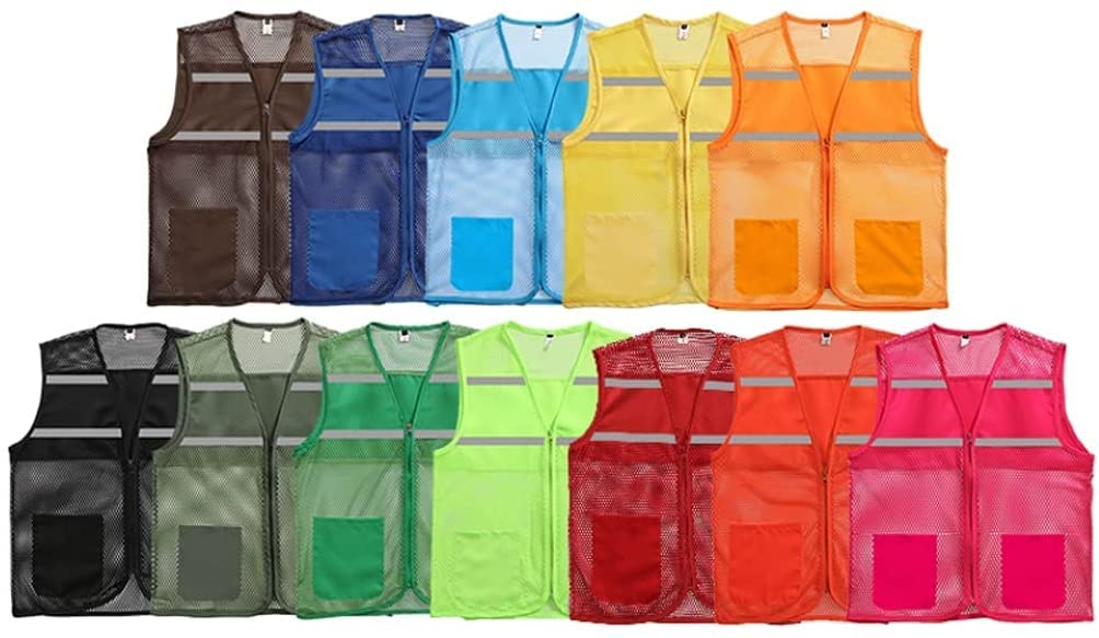 Chaleco Reflectante de Alta Visibilidad, Malla Reflectante, Chaleco de Seguridad de Alta Visibilidad con Bolsillos y Cremallera, Chaqueta Reflectante de Seguridad (Naranja XL)
