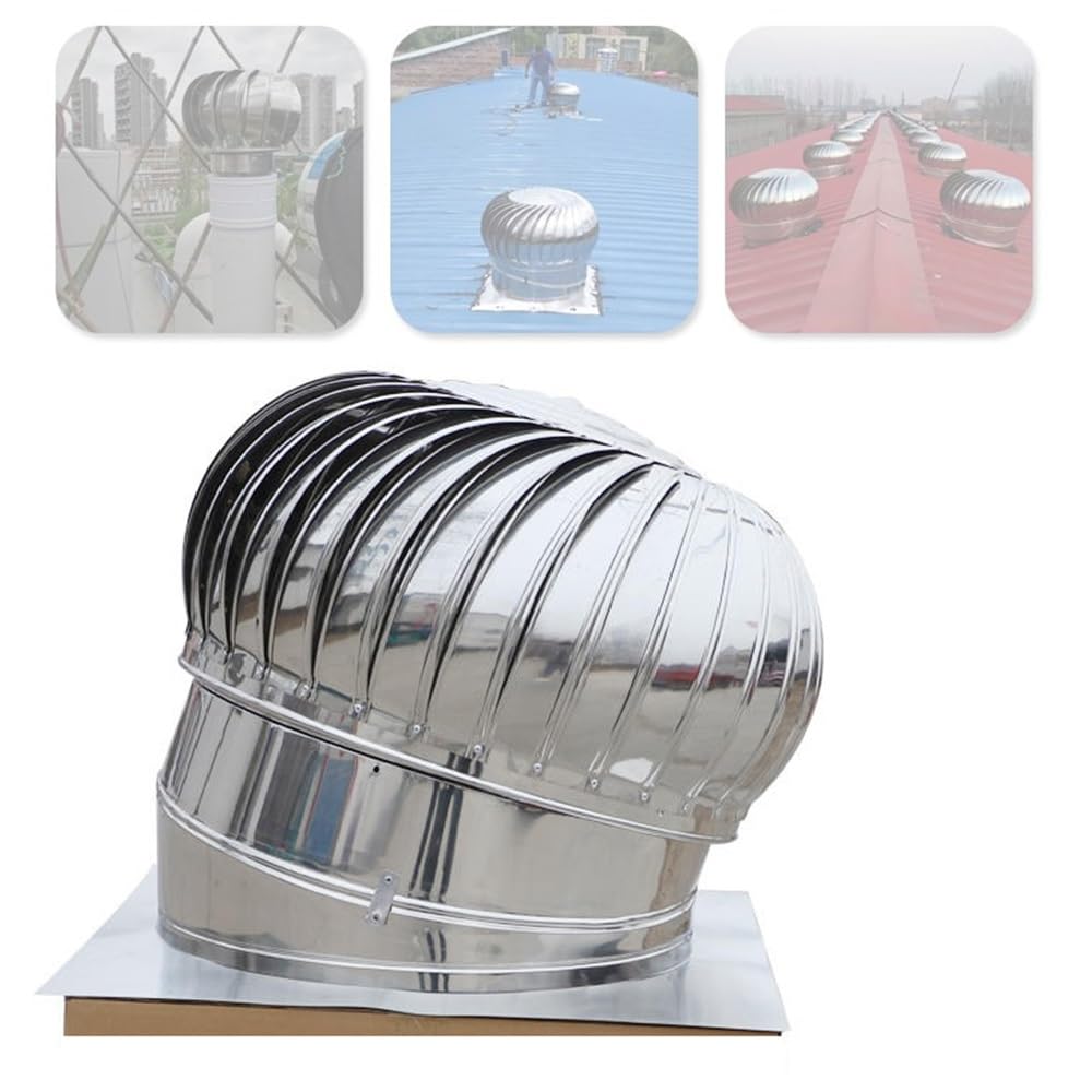 Chimney Cowl， Stainless Steel Rotating Turbine Cap Vent for Chimney Flue Cowl(160mm/3inch)