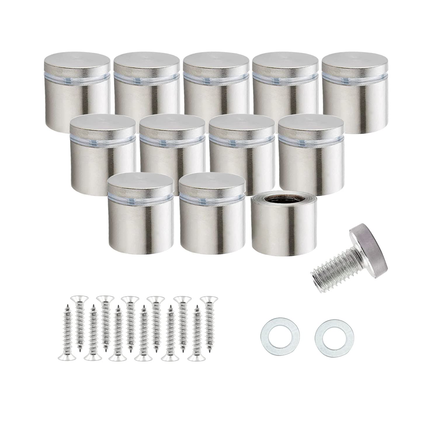 RuoFeng Stainless Steel Wall Mount Glass Standoff Holder Screw Nails Advertising Nails 12 Pcs (19x20mm)