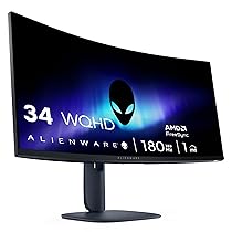 Alienware 34 Monitor Gaming – AW3425DWM, WQHD (3440×1440), 21:9 1500R Curvo, 180Hz, VA, 1ms, AMD FreeSync Premium, VESA AdaptiveSync, 95% DCI-P3, HDR400, DisplayPort, 2 HDMI, 3 USB, 3 Anni di Garanzia