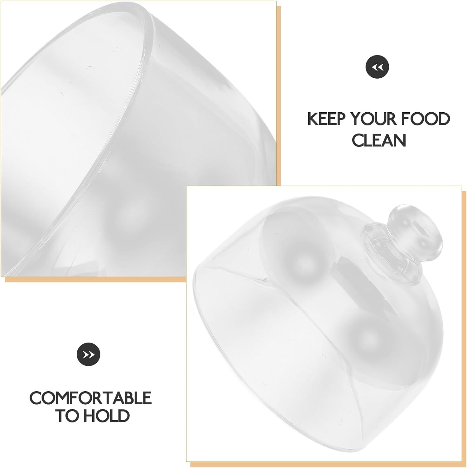 Glass Cake Dome Cover Food Protective Display Dome 10-Inch Food-Grade Glass Dustproof Cover for Home Dessert and Pastry Serving