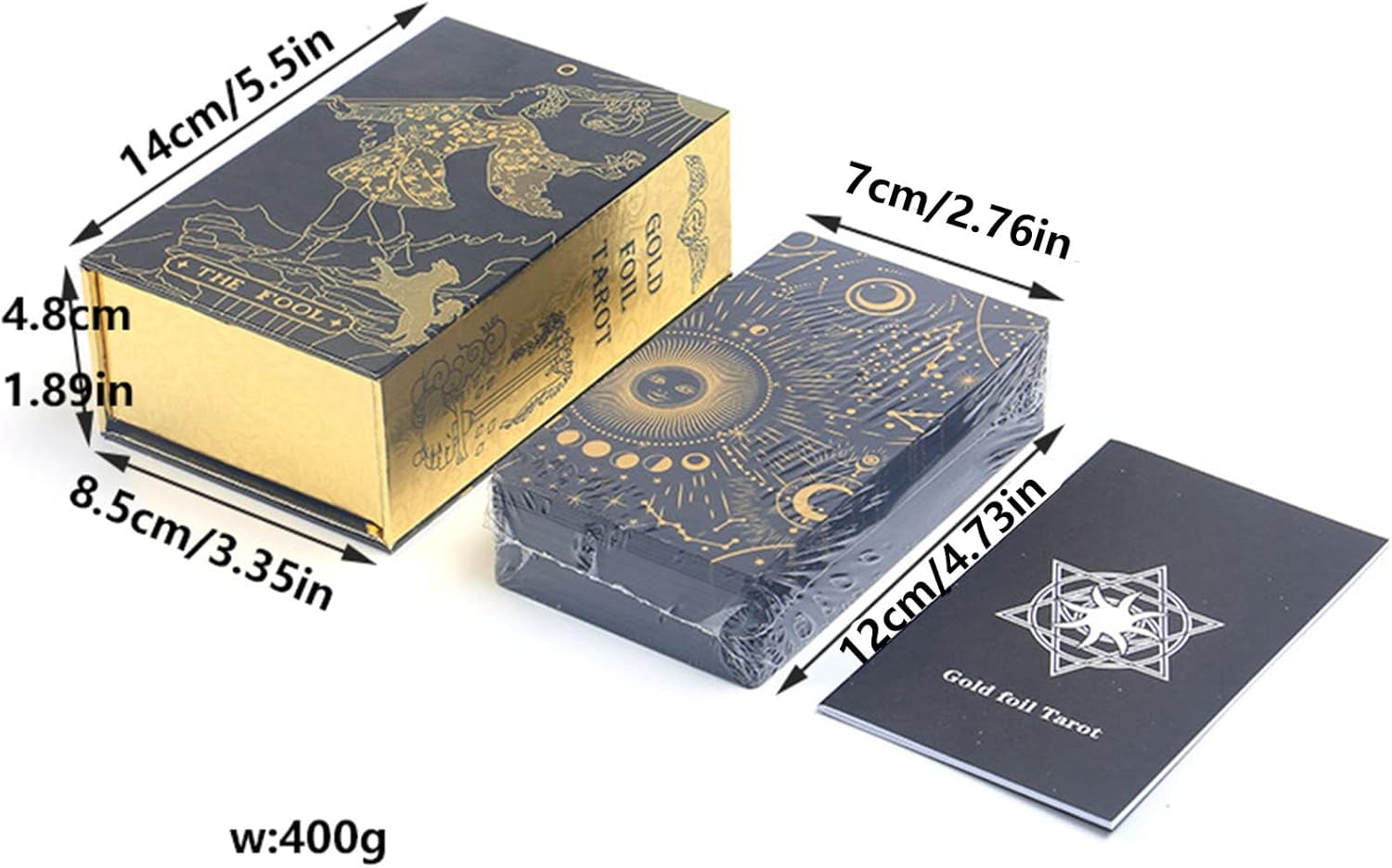 Tarot Cards,Golden Tarot for Beginners,Water Proof with Guide -Fortune Telling Cards, 78 Fortune Storytelling Playset for Family Families Birthday, Gold
