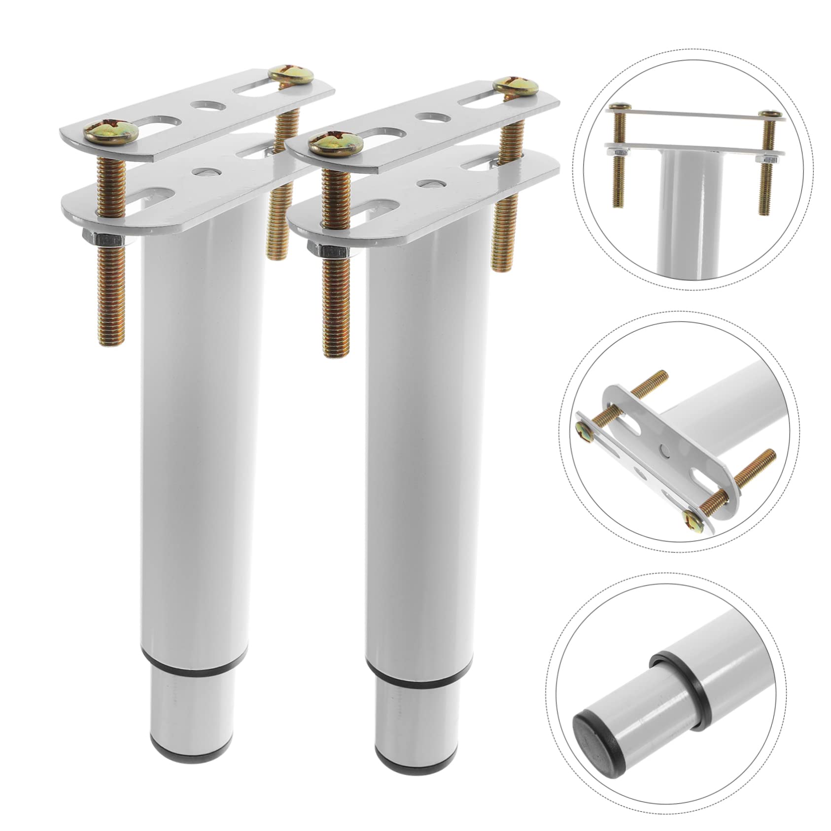 NUOBESTY 2 Pezzi piedini di supporto per le gambe del letto livellamento Alto livellatori montante piedini regolabili gamba di sostegno del letto Supporto materasso ferro da stiro bianca