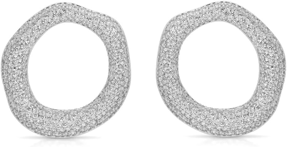 Ettika Stud Earrings For Women. Open Circle Pavè Statement Studs. 18K Gold Plated Earrings. Statement Earrings for Women. Jewelry