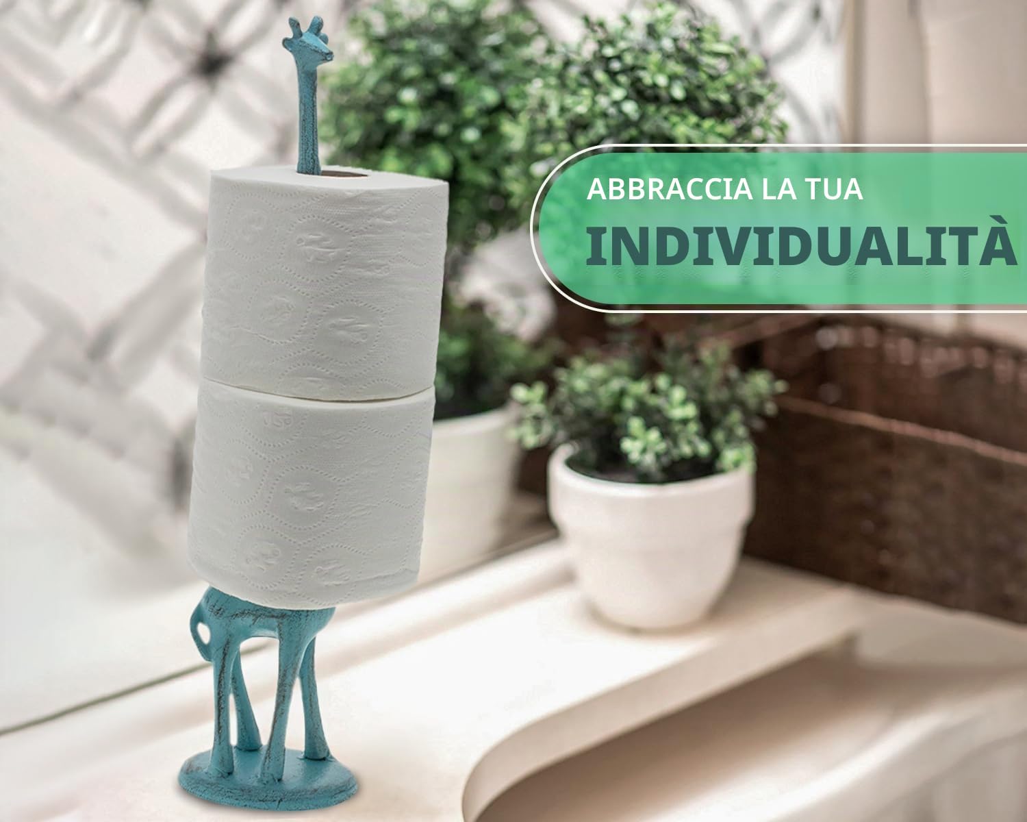 Portarotolo per carta da cucina o portarotolo per carta igienica autoportante - Portacarta in ghisa a forma di giraffa - Portarotolo per carta igienica da bagno o portarotolo per carta da cucina da