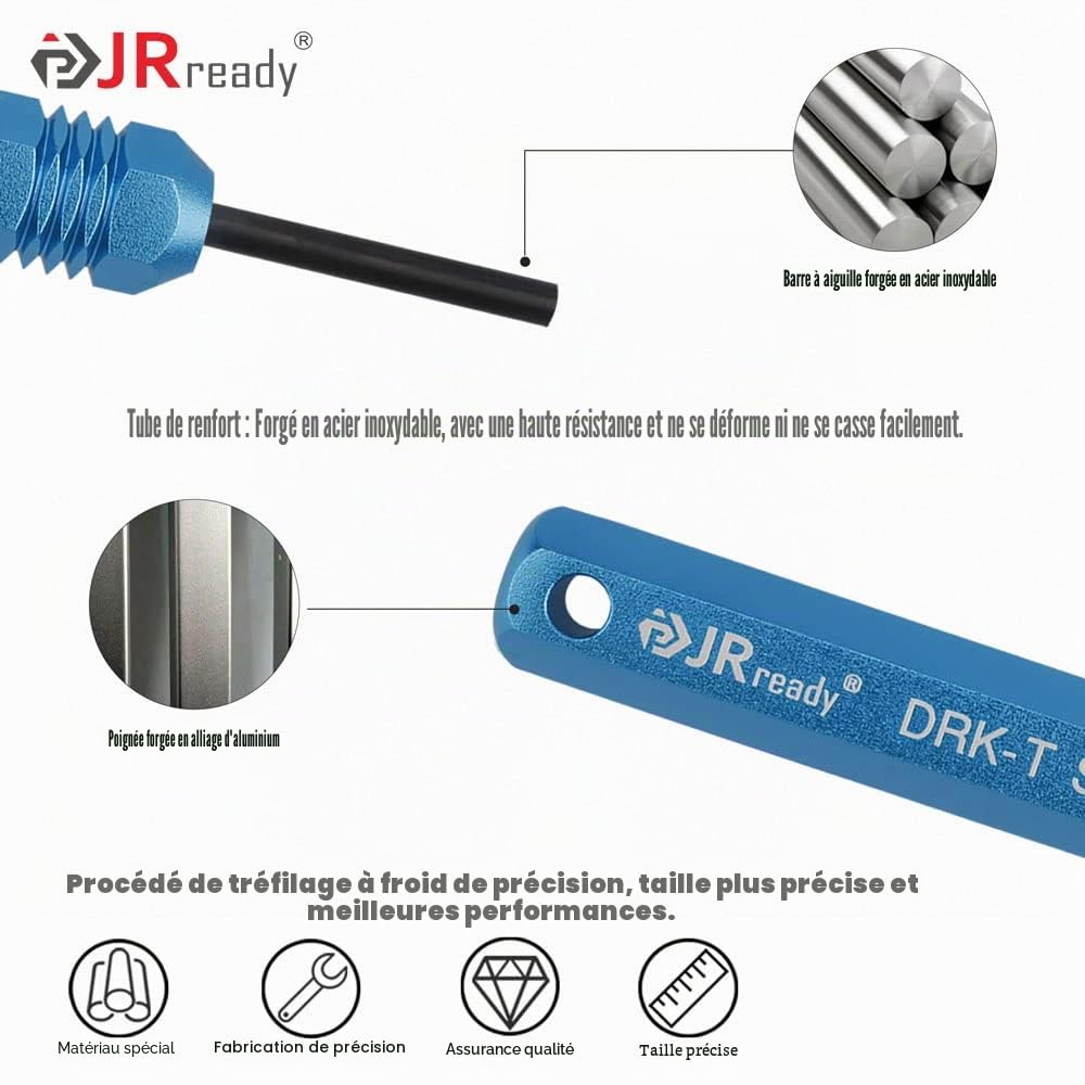 JRready ST5228 Kit d'outils d'extraction pour connecteurs à broches et douilles JST/AMP .157,5 cm/Molex .157,5 cm et 0,236,2 cm, connecteur mâle et femelle 5 pièces tailles