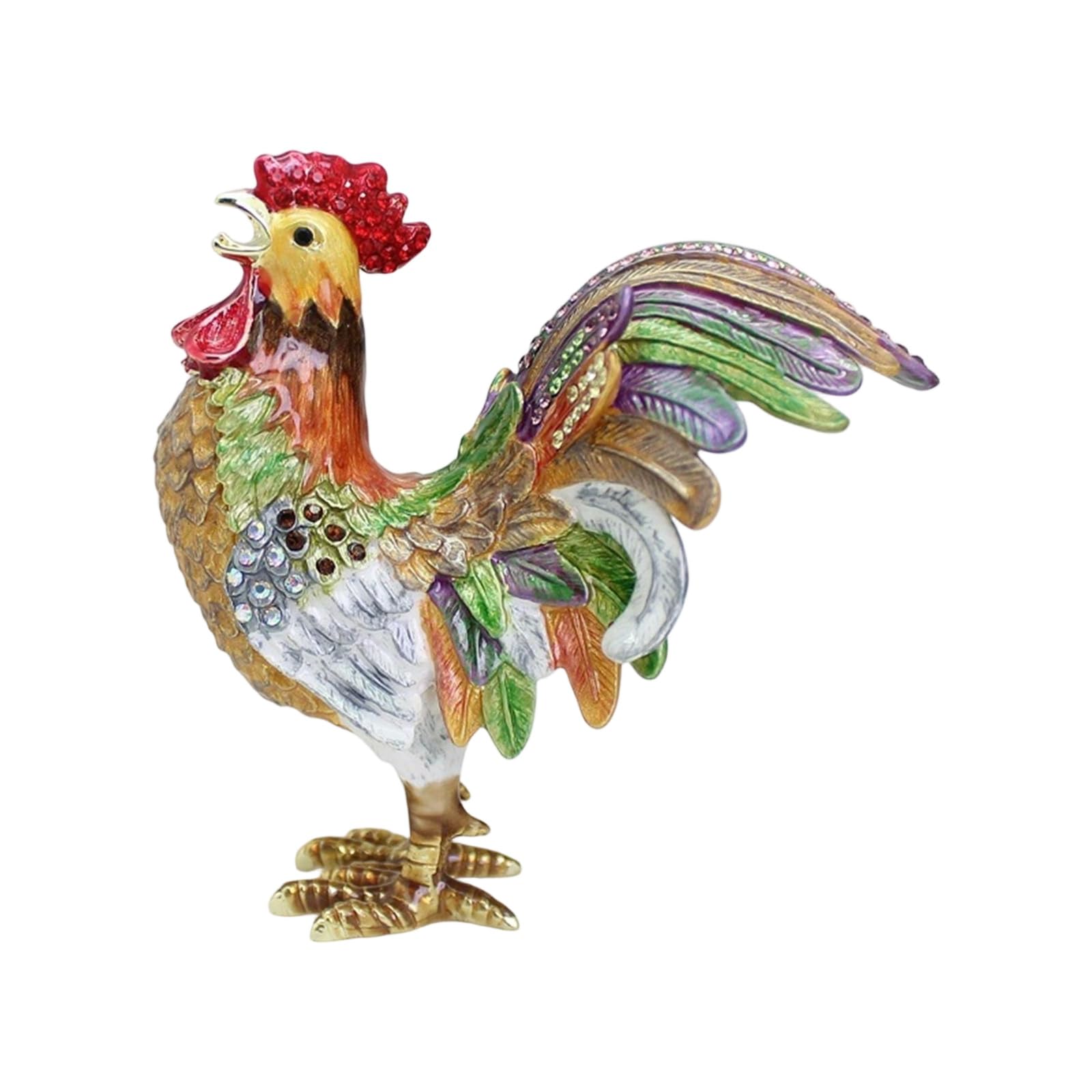 Kaeltsyn Artistic Metallic Rooster Themed Storage Case Unique Ornament Box Ideal for Keeping Your Valuable Jewelry Safe Metal Trinket Box
