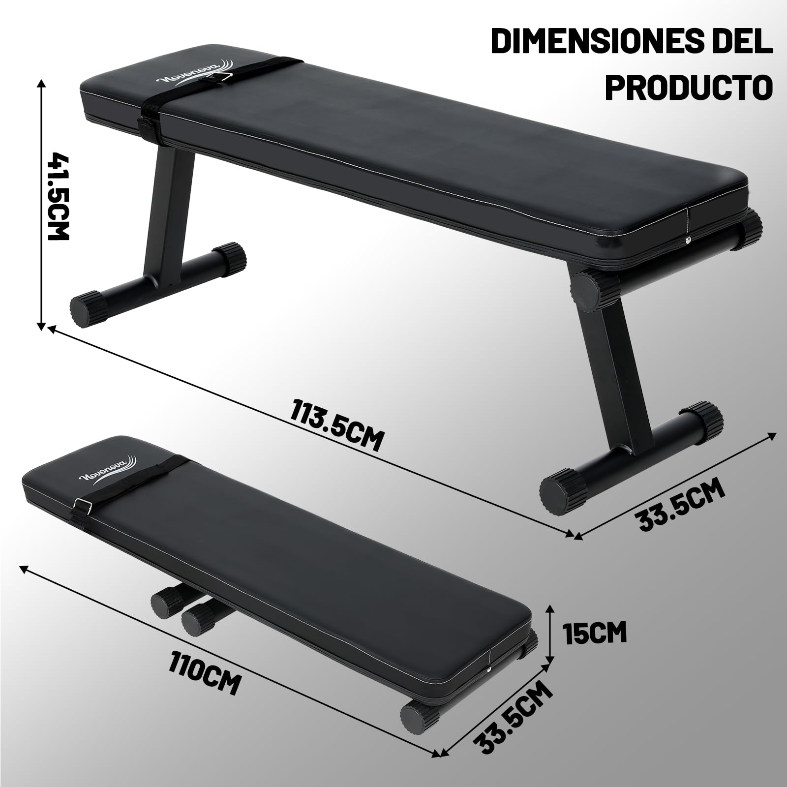 Banco Musculación plegable, Banco De Pesas Plano, armazón robusta y segura, cómodo acolchado Banco Abdominales carga máx. 150 kg