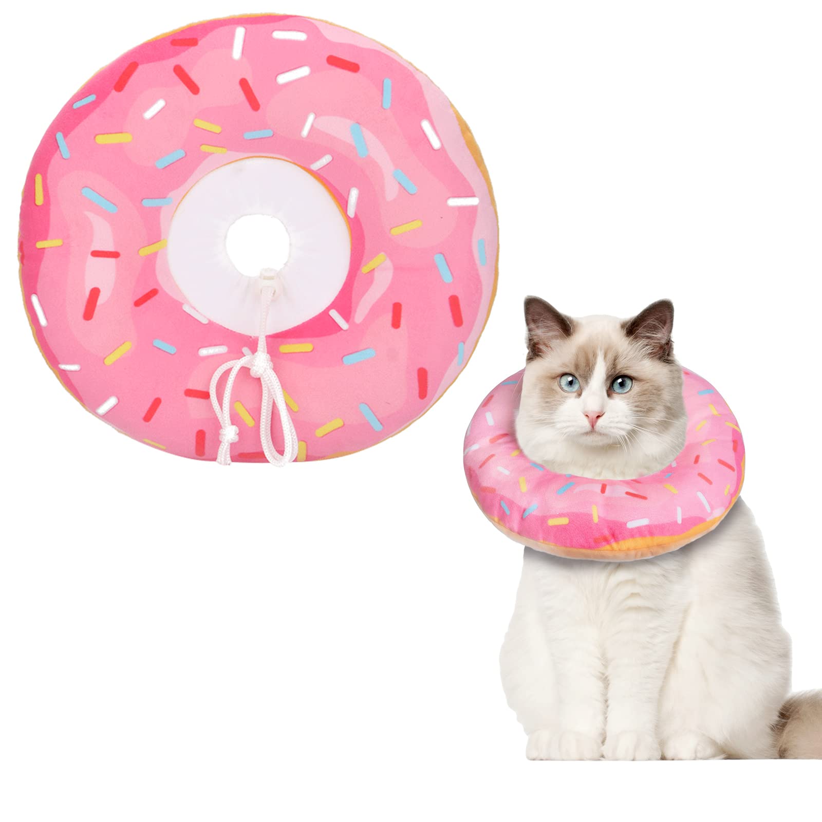Cat Cone Collar Soft, Cat Recovery Collar for Wound Healing Cute Donut  Adjustable Kittens Cones to Stop Licking Comfortable Lightweight Neck