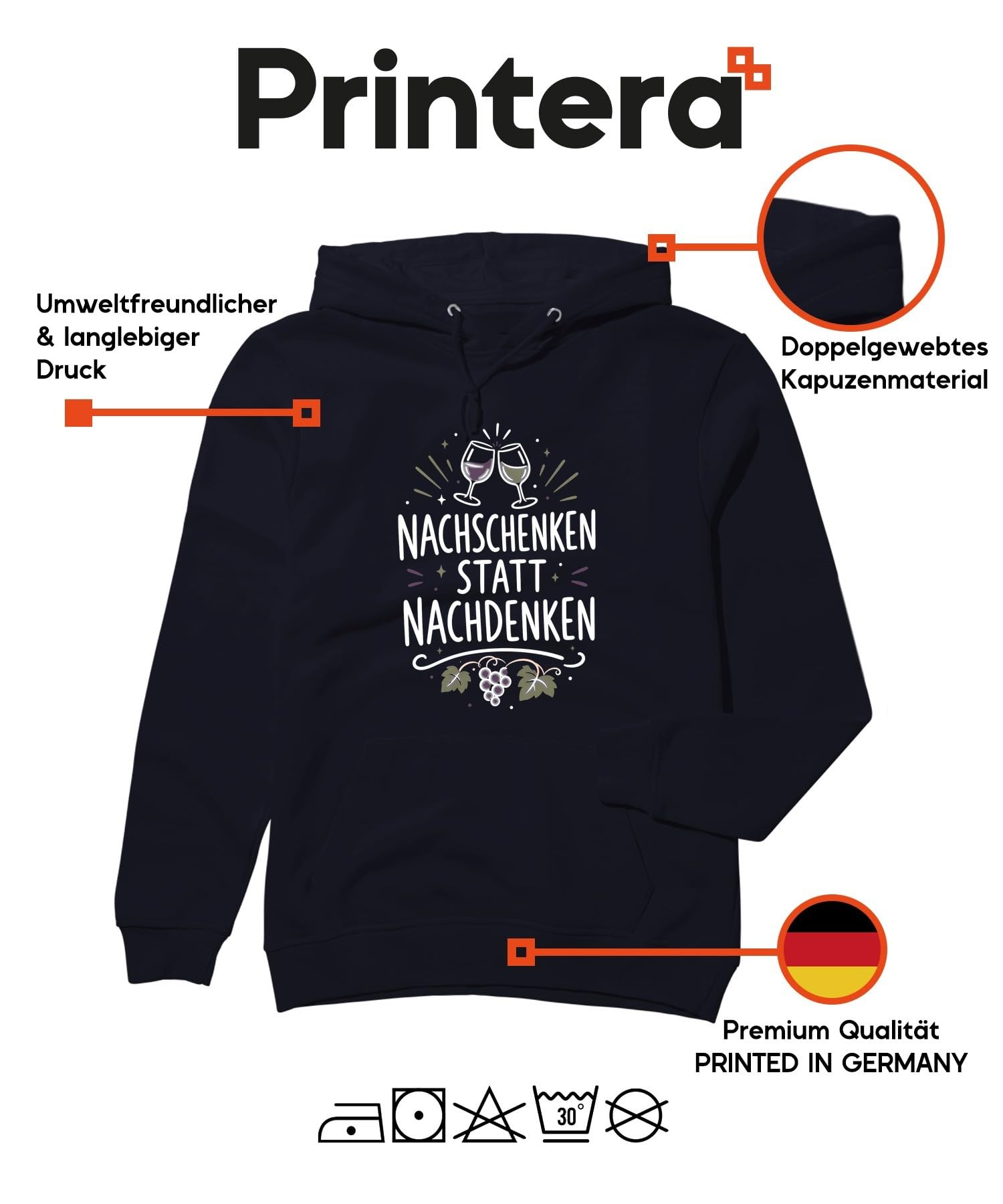 Uzupełnianie zamiast Statement Hoodie Hoodie Hoodie | Sarkazm wieczór dziewczęcy festiwal wina winogrona winogrona picie alkoholu JGA sommelier białe wino czerwone wino humor