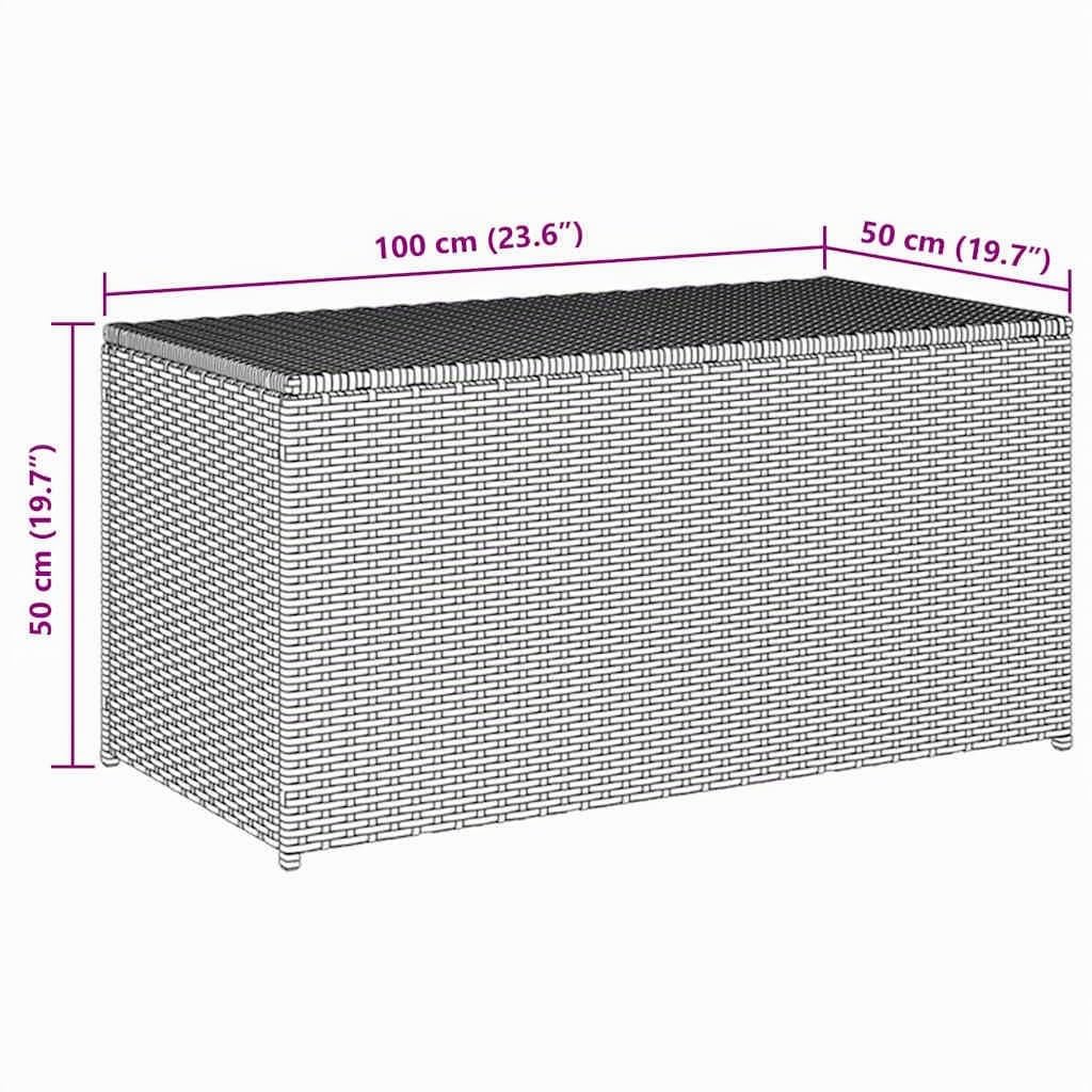 Boîte de rangement de jardin résine tressée 100x50x50 cm noir