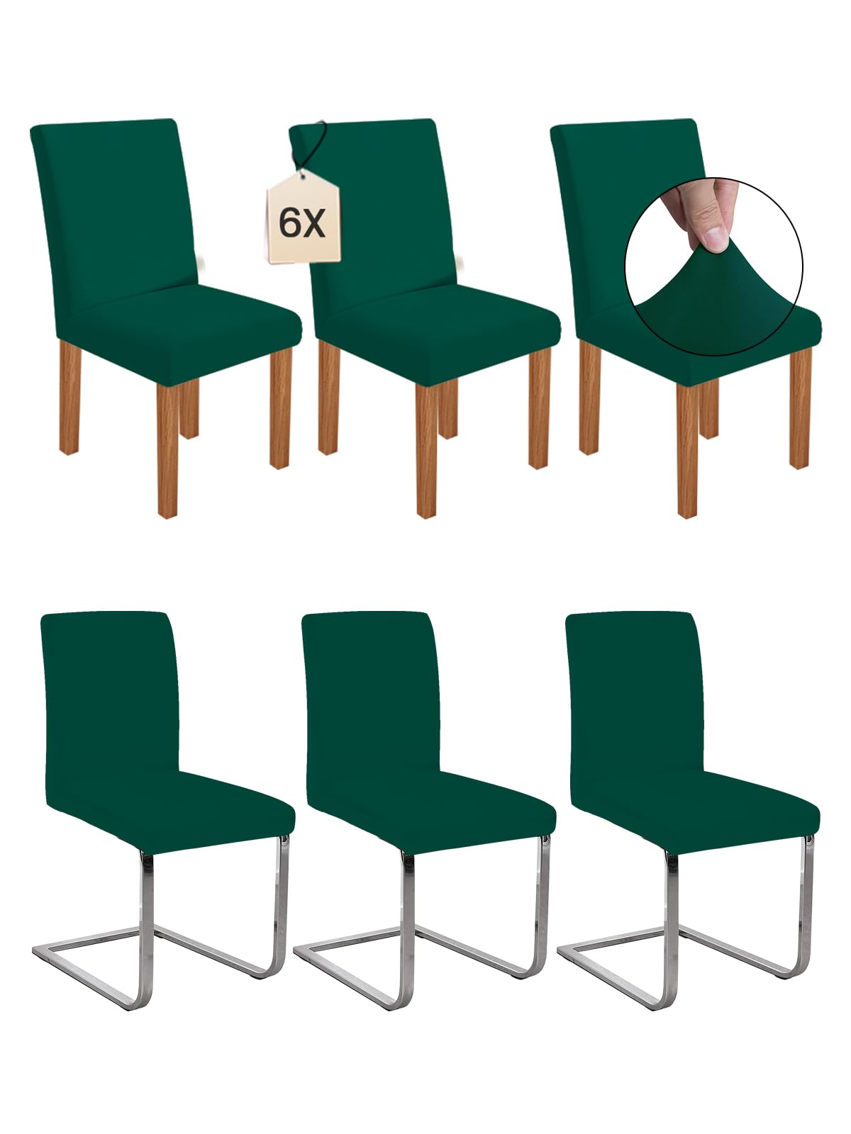 Dmyifan Stretch Stuhlhussen Schwingstühle, Abnehmbarer Waschbarer Stuhlbezüge, Chair Cover für Esszimmer, Hotel, Bankett, Partys Deko, Hochzeit (6, Pfauenblau)