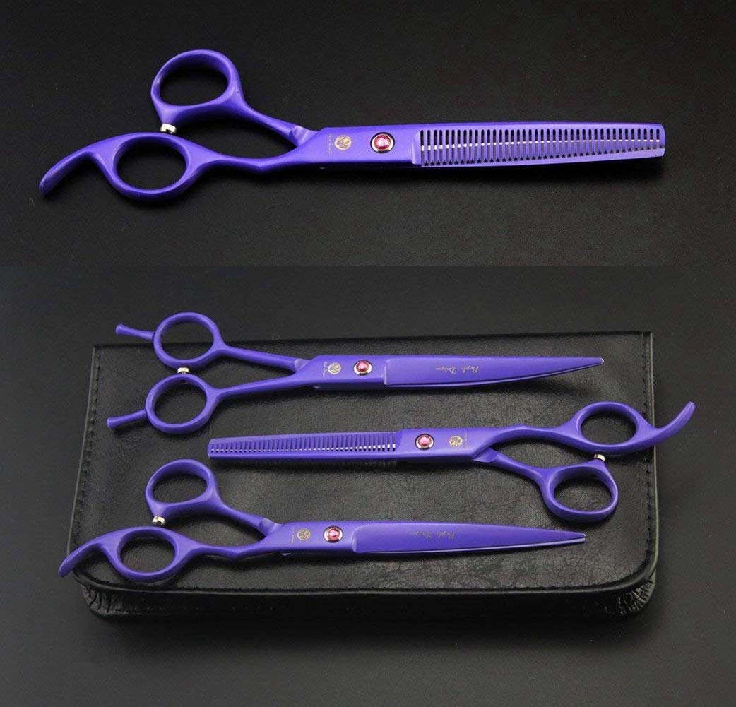 Purple Dragon Lot de 3 ciseaux de toilettage pour animal domestique avec strass 17,8 cm