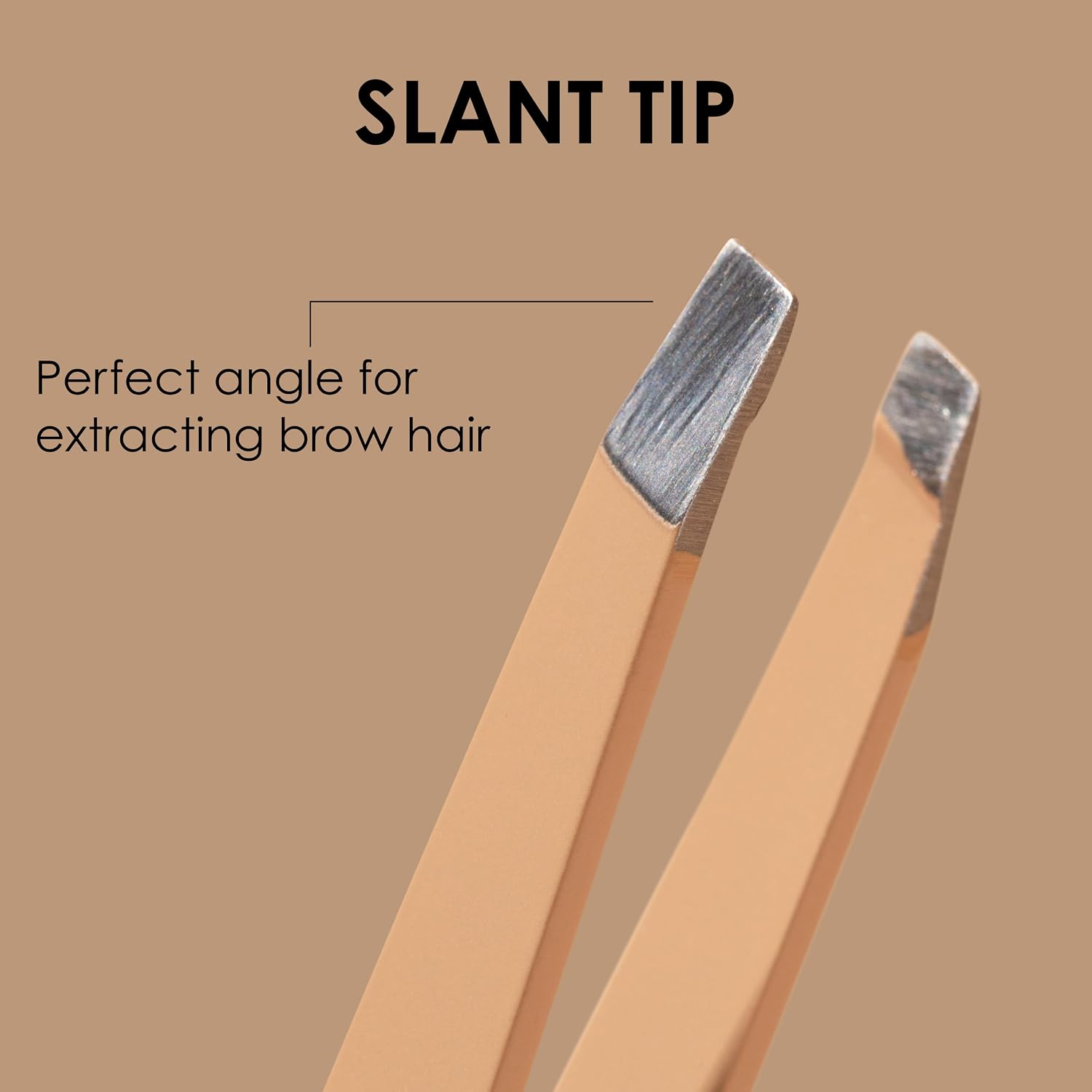 JAPONESQUE Slant Tweezer, with Precision Crafted, Hand Sharpened Tips for Shaping and Defining Brows, Mocha