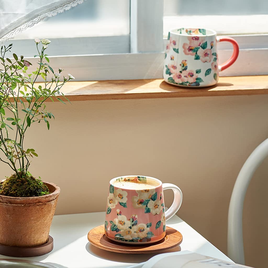 Kubki seCeramic Coffee Mugs, Ceramiczny kubek Ceramic Flower Kubek Kreatywny Nowatorski Kubek do mleka Retro Kubek do kawy Amerykański Duży Kaliber Malowany Ręcznie Kubek Porcelanowy Kubek (Kolor: