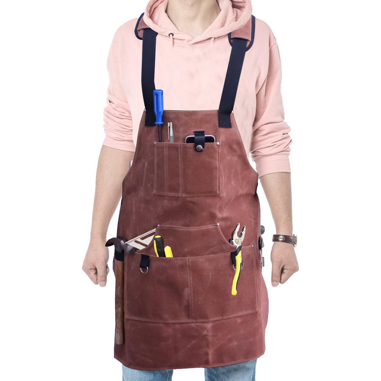 Générique Tablier De Travail | Organisateur d'Outils Imperméable et Réglable | Tablier Jardin Résistant,Convient à Clé Marteau Gants Petite Pelle Forgeron Charpentier Femmes et Hommes