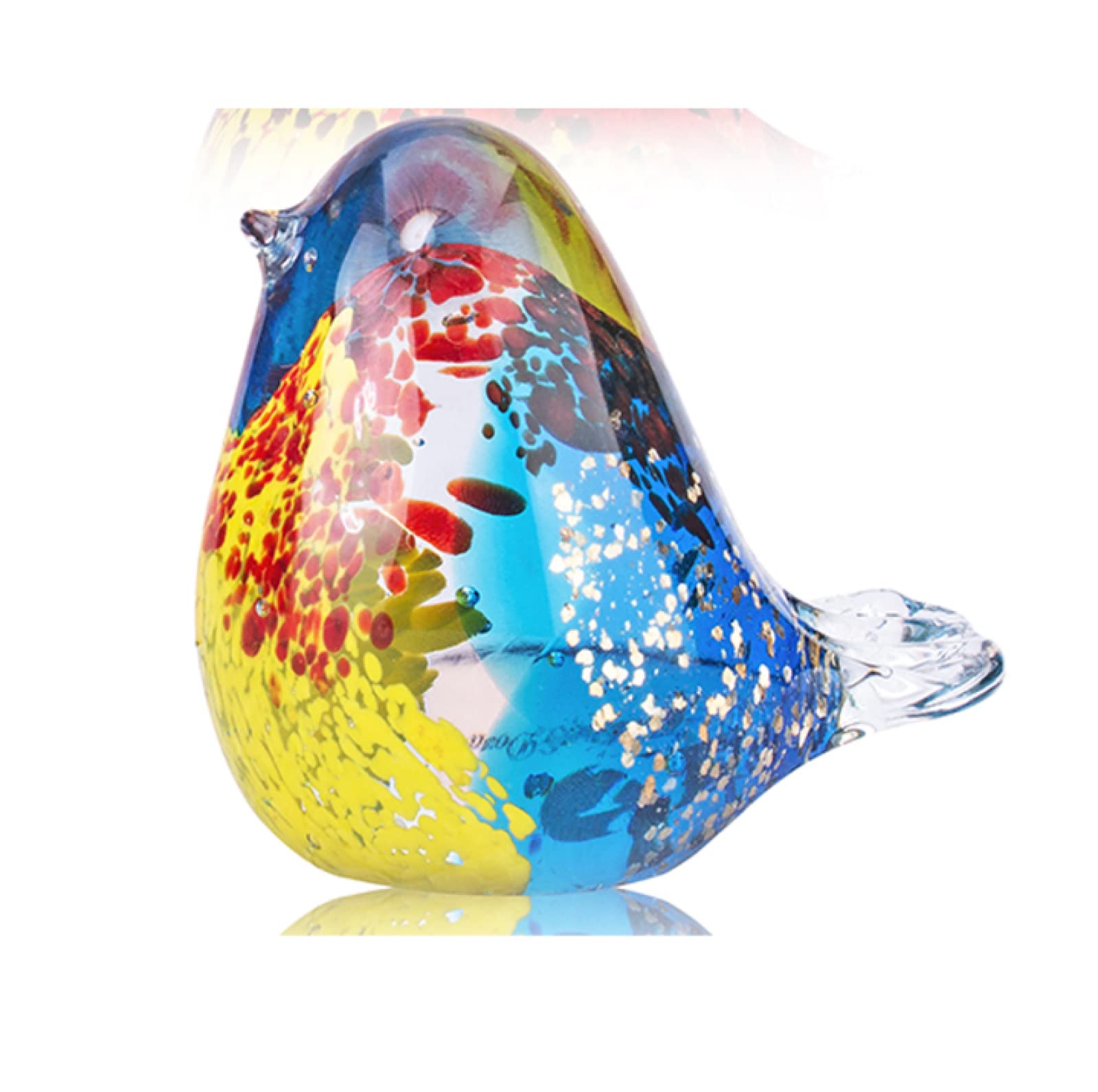 Amazon.co.jp: 手作りガラス青と黄色の鳥スズメ鳩置物吹きガラスガラス